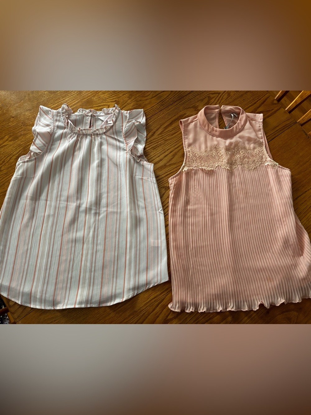 Two Sleeveless LC Lauren Conrad  Blouses - Pink Striped & Blush Pleated XS
